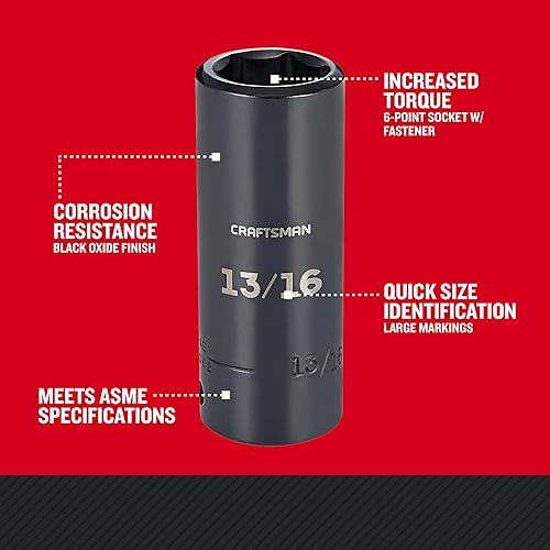 Miniatura 6 de CRAFTSMAN Toma de impacto profundo, SAE, unidad de 12 pulgada, 58 pulgadas (CMMT15999)