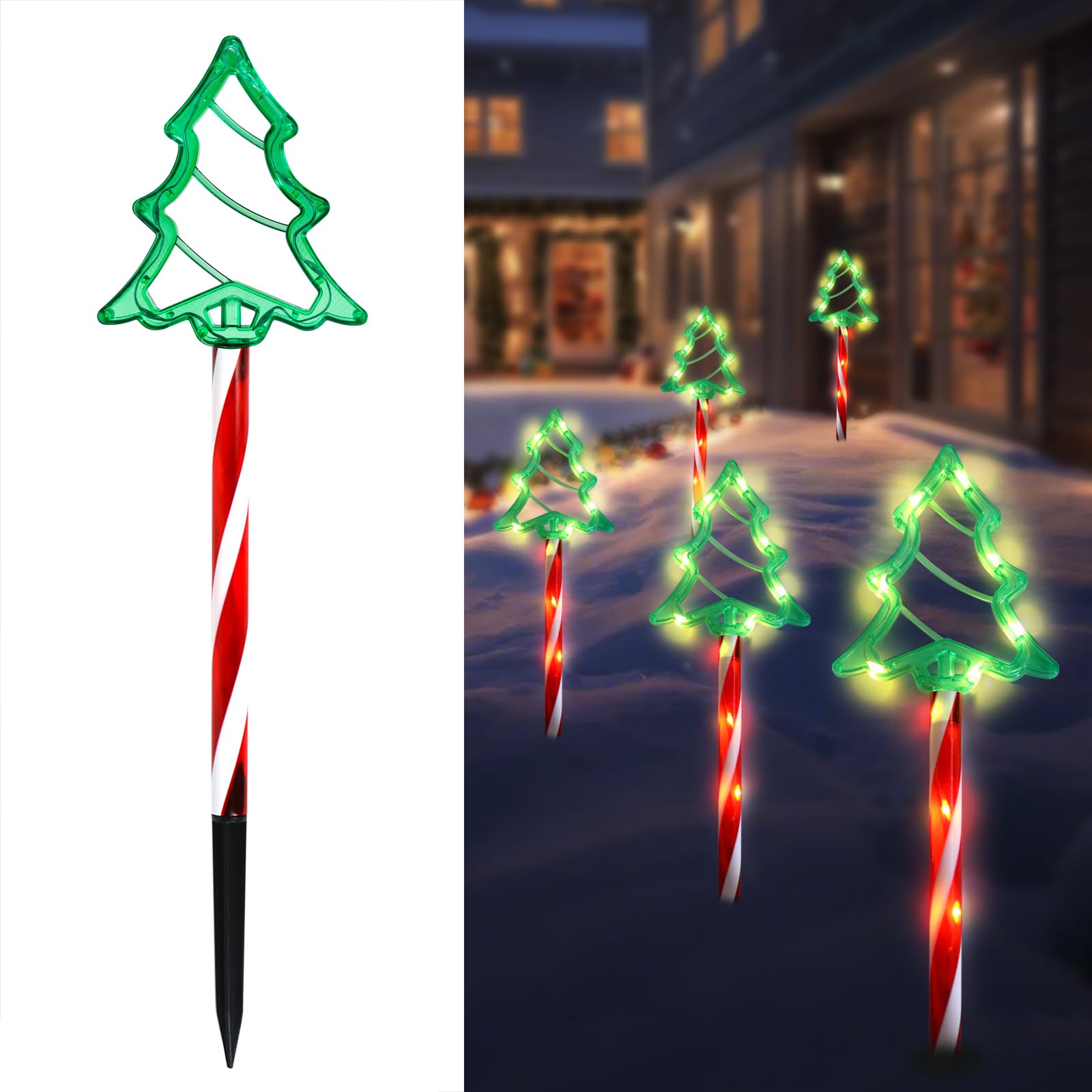 Christmas Tree Outline Solar Lights 5 Pack 17 Cute Size Pine Tree Outline Garden Solar Lights for Out