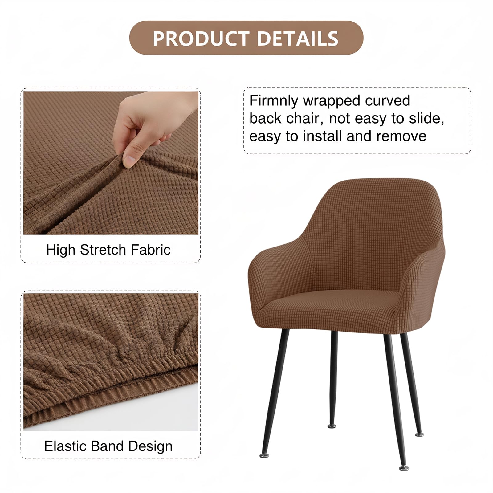 Cubierta de Poliéster para Silla con Reposabrazos, Funda Elástica Lavable para Sillas de Respaldo Curvo, para Comedor, Sala, Cocina y Dormitorio (Estilo 14,4 Pieza)