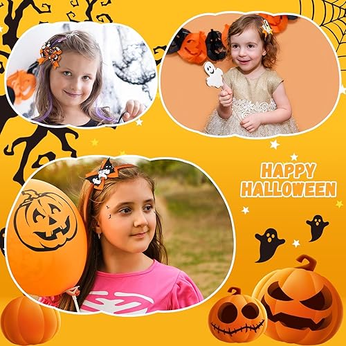 Miniatura 5 de 6 pinzas para el pelo de Halloween, diadema de Halloween, lazos para el pelo de Halloween para niñas, pinzas de pelo de calabaza, diadema hecha a