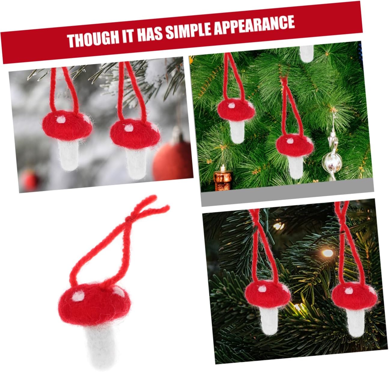 Hohopeti 10Pcs Felt Mushroom Ornaments DIY Craft Supplies for Garland Headdress Wreath Soft Texture Mushroom Decorations for Arts Crafts Projects Red Mushroom