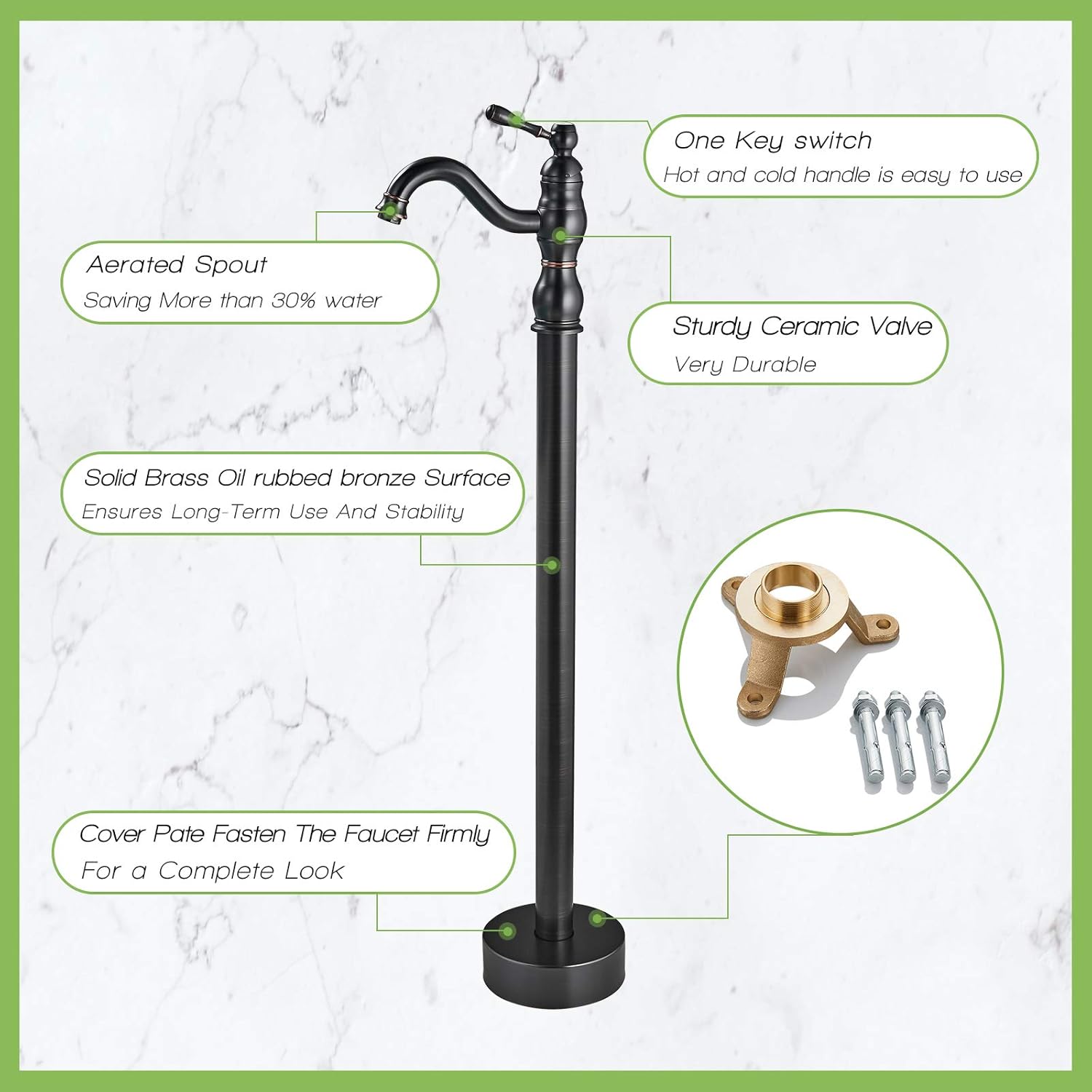 Free Shipping Offer Freestanding Tub Filler Oil Rubbed Bronze Floor Mount Bathtub Faucet Clawfoot Single Handle 360 Degree Swivel Spout Single Lever Brass Mixer Tap
