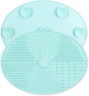 2 Packs Makeup Brush Cleaner, Makeup Brush Cleaning Mat, Silicone Makeup Brush Cleaning Pad and Scrubber with Suction Cup, Portable Washing Tool for Makeup Brushes (2xGreen)