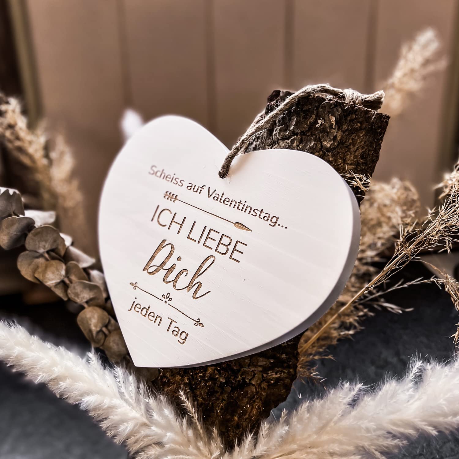 Spruchreif Cuore in legno con incisione, decorazione shabby