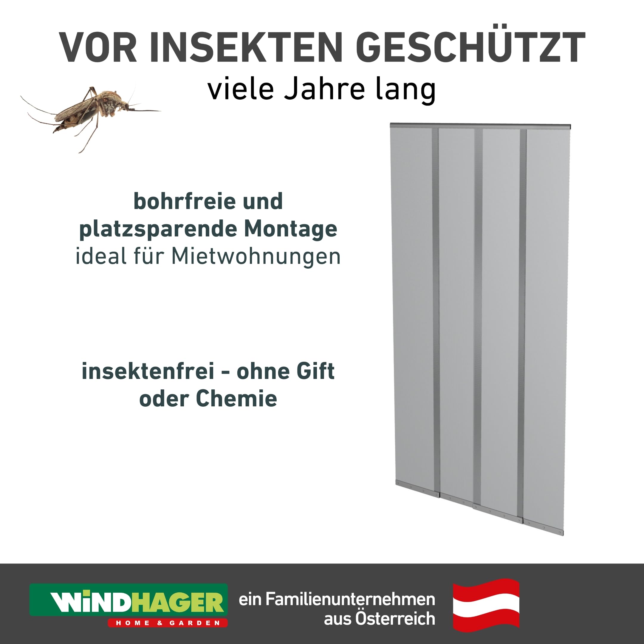 Windhager Insektenschutz PLUS Türvorhang Easy Lamellenvorhang Fliegengitter individuell kürzbar, 120 x 250 cm, anthrazit, 04315, Schwarz