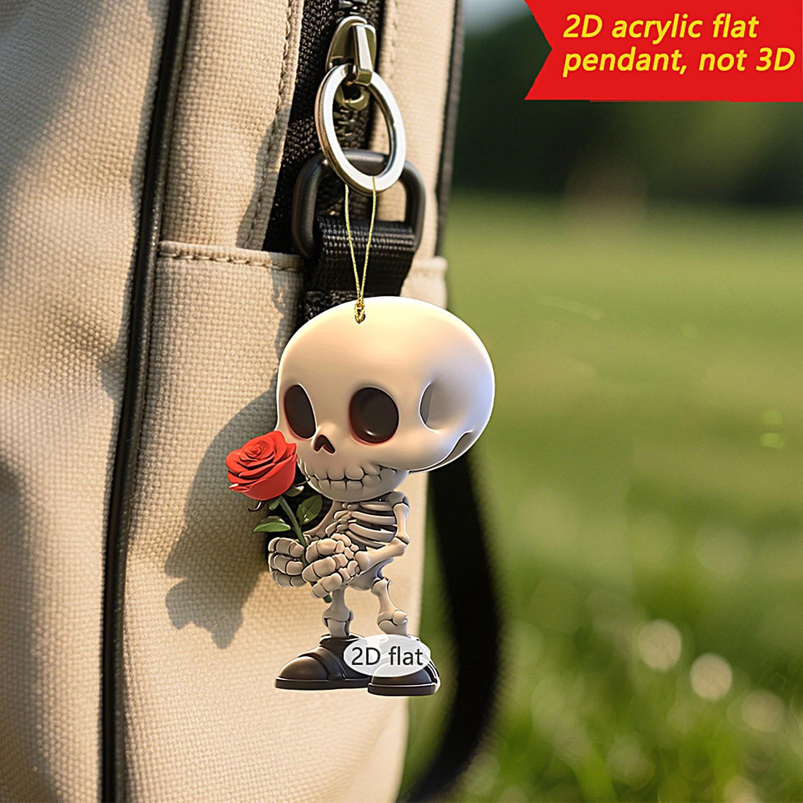 Adorno Colgante De Calavera 2D De Acrílico - Para Coche, Halloween O Decoración Del Hogar, 5.8x8cm