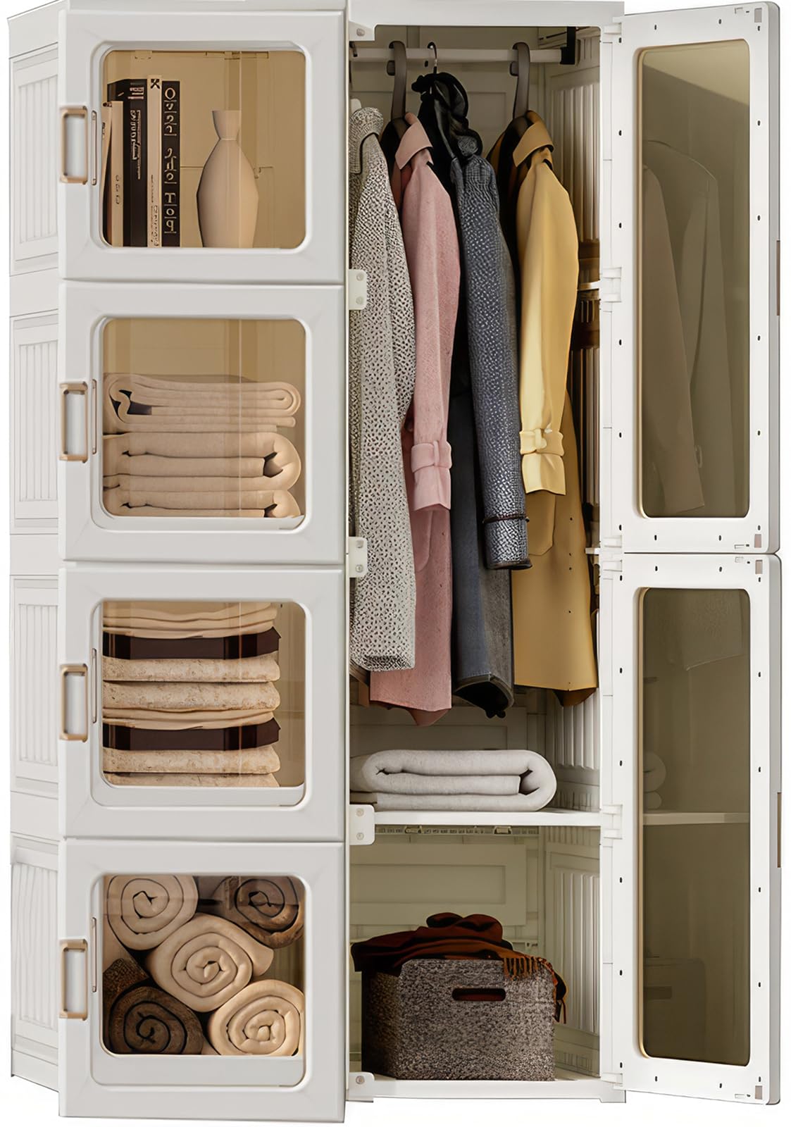 Grand organisateur de rangement pour vêtements armoire pliable avec penderie
