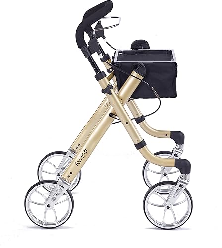 Comodità Avanti Mobility - Andador con ruedas, con bandeja y frenos para adultos y personas mayores, ligero y fácil de plegar, 4 ruedas, operación