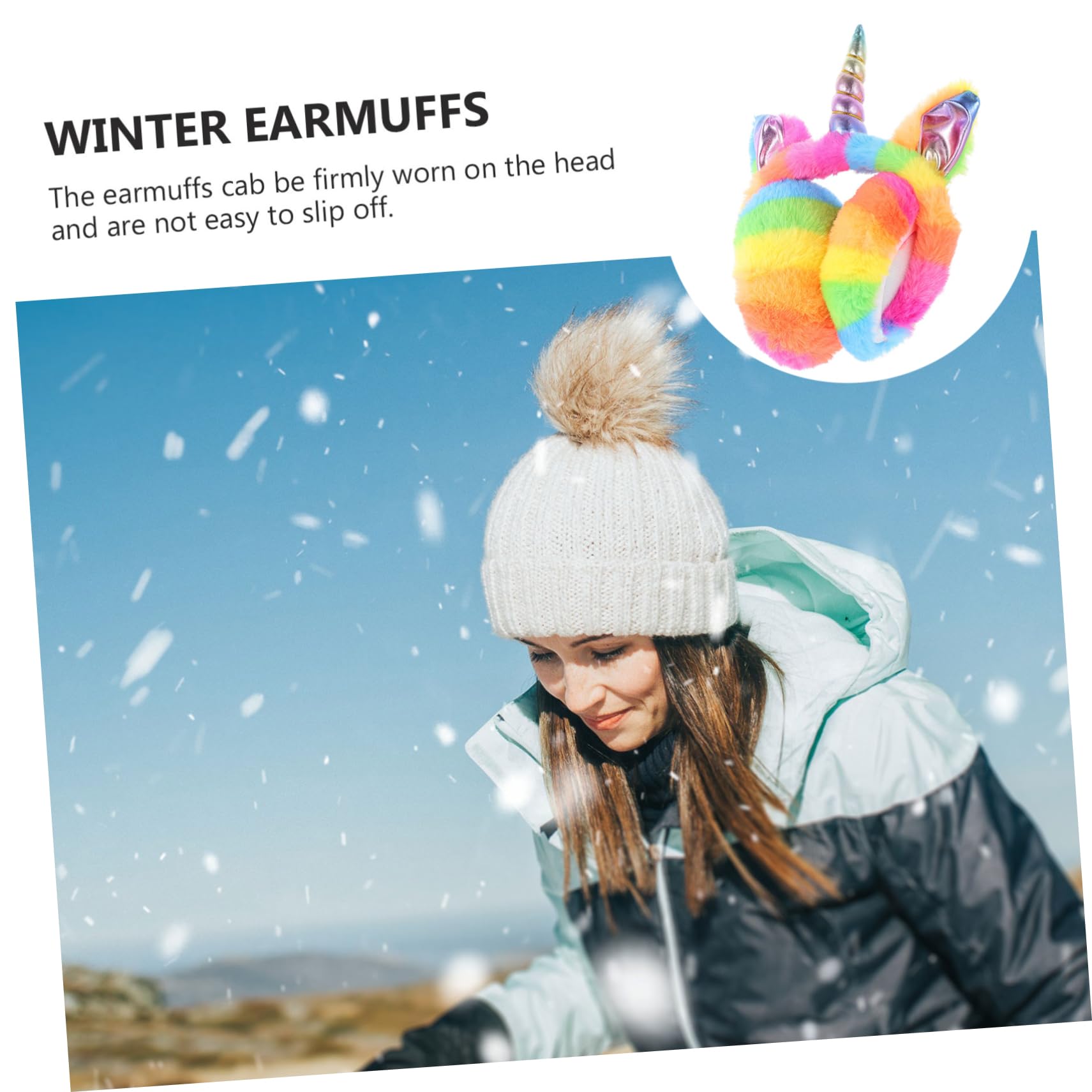 Beaupretty 1Pc Foldable Plush Unicorn Earmuffs Cute Winter Ear Warmers for Adorable Ear Covers with Fluffy Design Travel Friendly Cold Weather Accessory