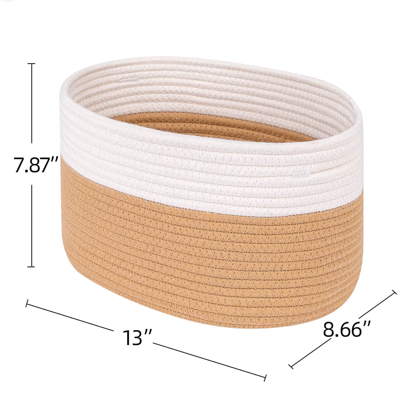 CubesLand Storage Baskets Bins for Shelves/Organizing,Woven Cube Storage Baskets Bins for Storage, Organizing Baskets,Decor Woven Rope Baskets,Long-lasting Stylish,3pack Off White/Camel