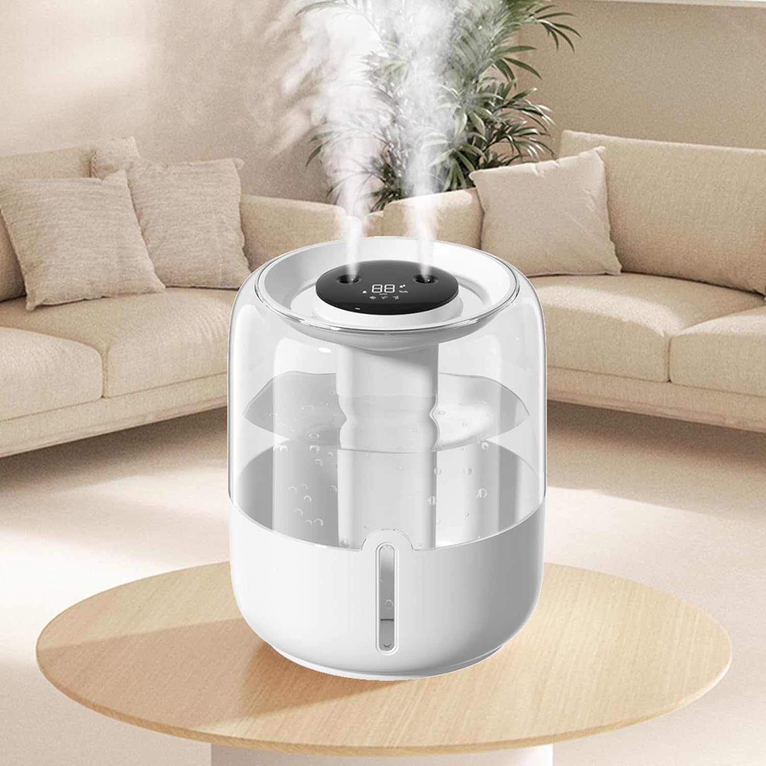 Humidifiers for Bedroom-Cold Mist Humidifier with Double Nozzle,3 Gear and Night Light,Easy to Fill & Clean,Quiet Cool Mist Air Humidifier for Plants, Office,Bedroom and Home Baby Nursery (White)