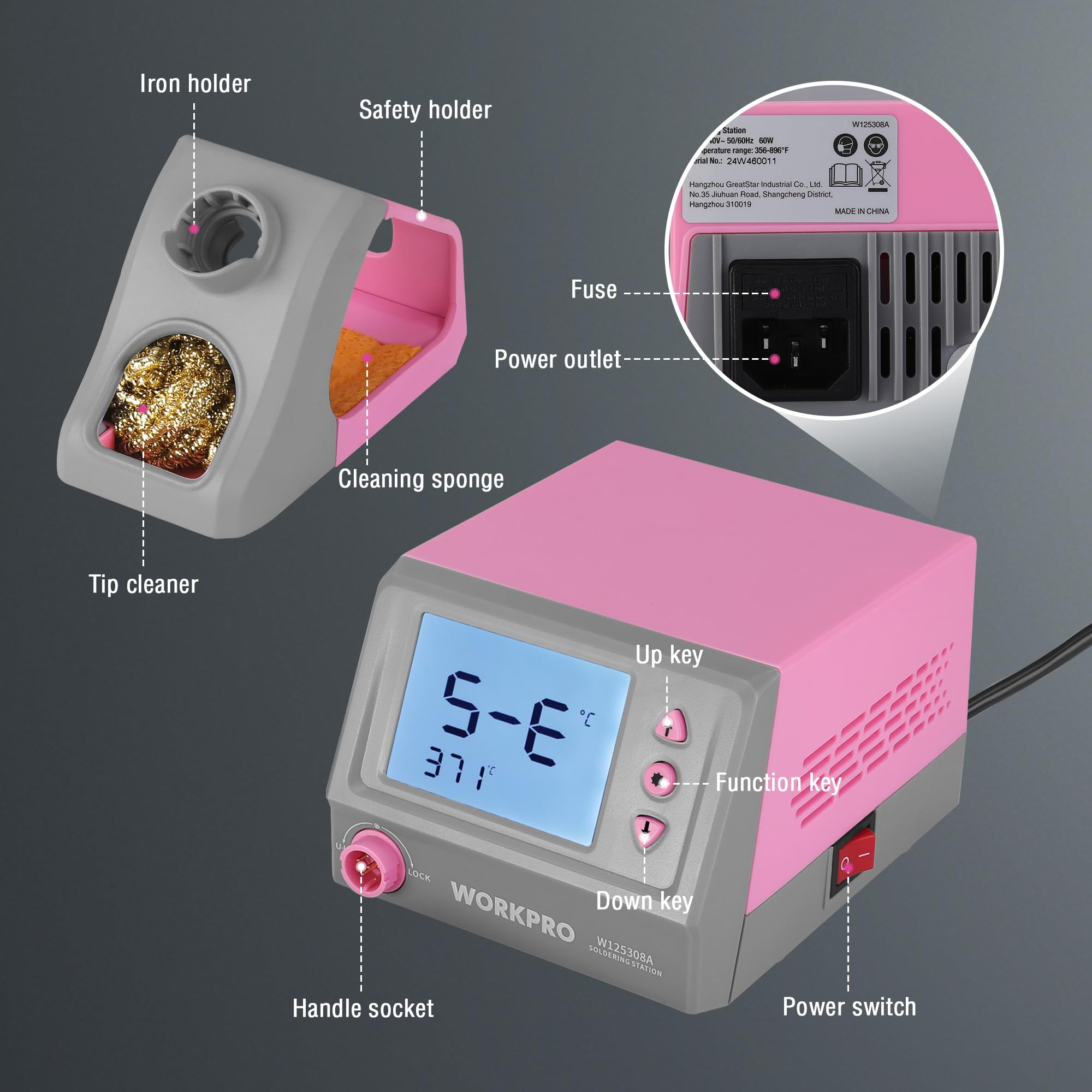 WORKPRO Soldering Station - Pink Ribbon -3
