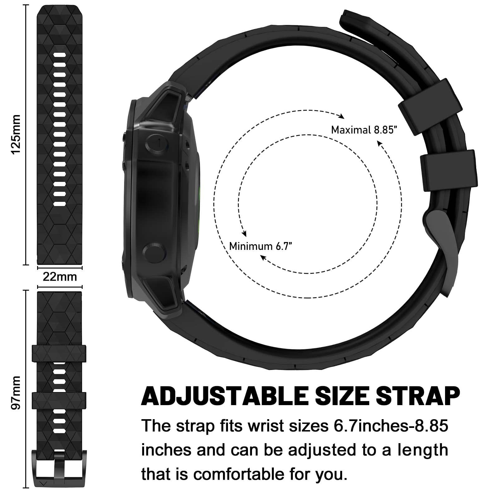MYSNBKN Compatible with Fenix 7 Band 22mm Width Soft Silicone Watch Strap for Fenix 5/ Fenix 5 Plus/Fenix 6/ Fenix 6 Pro/Fenix 7/Forerunner 935/Forerunner945/ Approach S60 Smartwatch