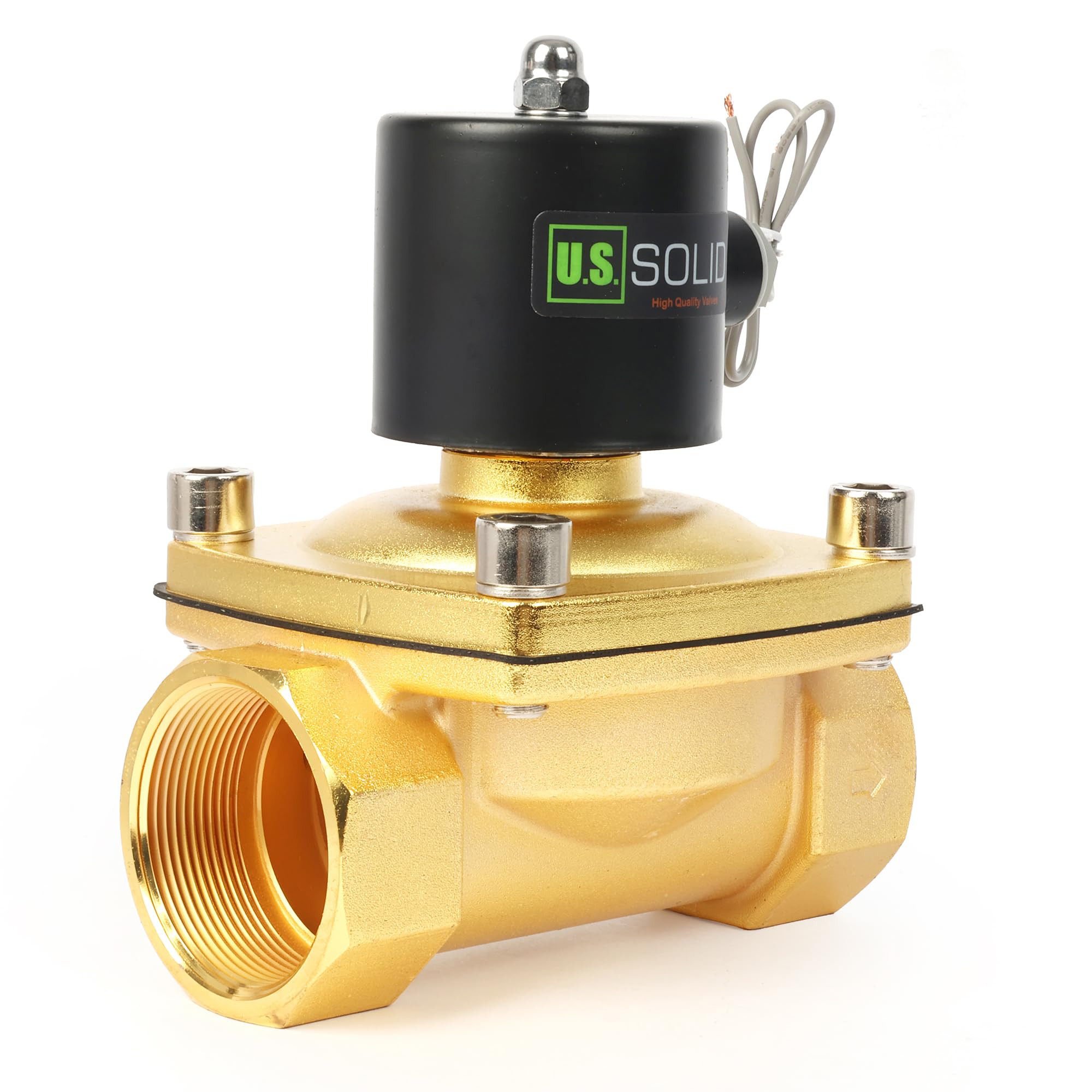 U.S. Solid Válvula solenoide – Válvula de agua eléctrica de aleación de zinc de 24 V CC de 2 pulgadas, sello NBR
