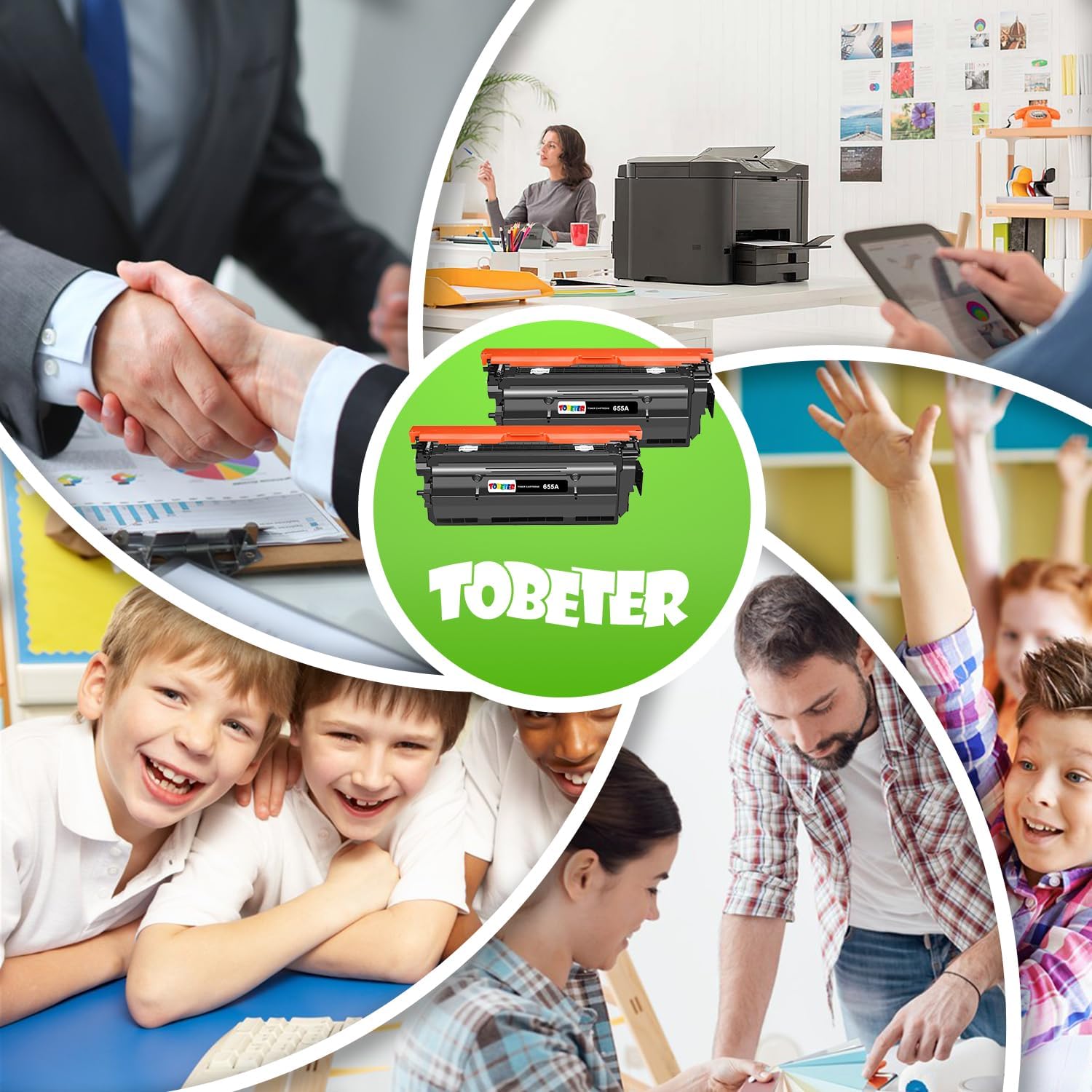 ToBeter 2PK 655A CF450A Toner Black Compatible for HP Color Enterprise M652 M653 M681 M682 M652dn M653dn M681dh M682z Toner Black (12.5K Pages), 2-Pack for HP 655A CF450A Toner High Yield Cartridge
