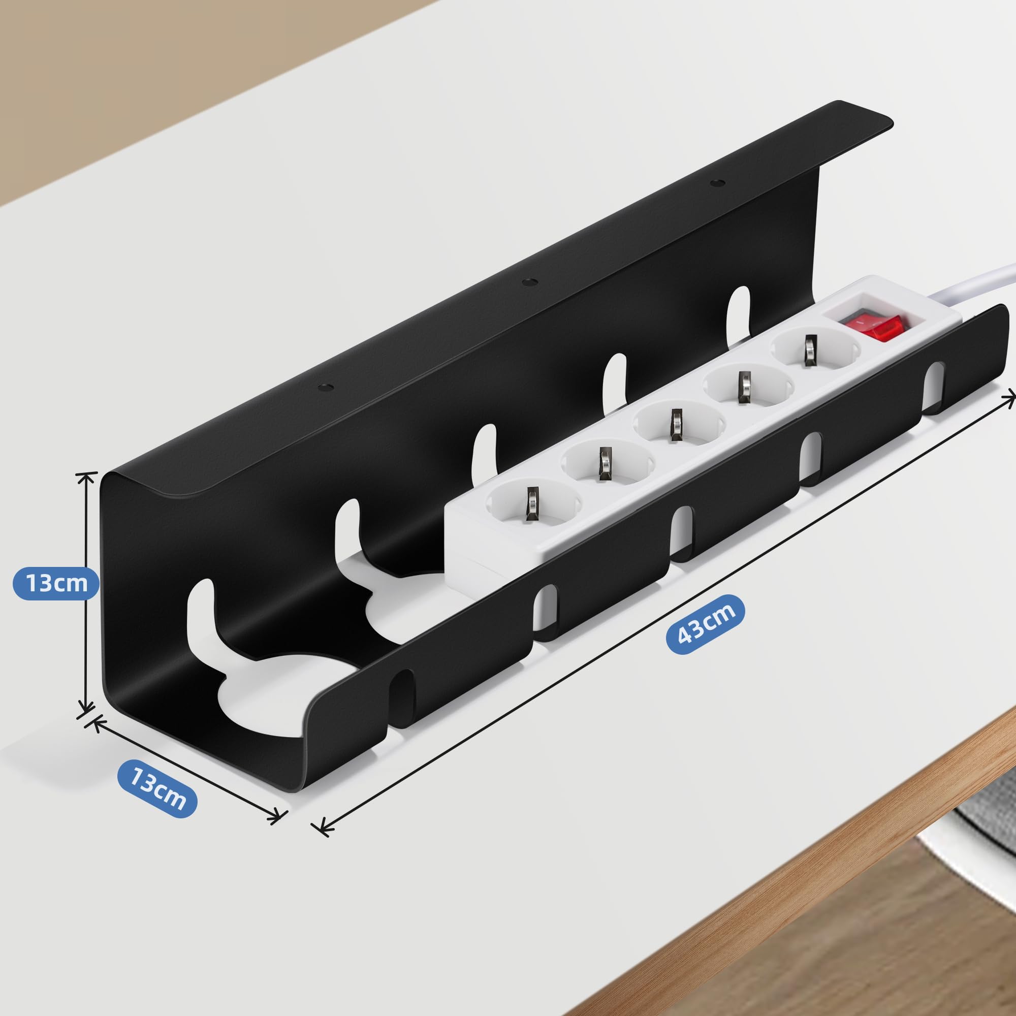 Vassoio Portacavi Sotto Scrivania - Organizzatore Cavi Per Scrivania Con Clip E Fascette, Nero - Foto 10