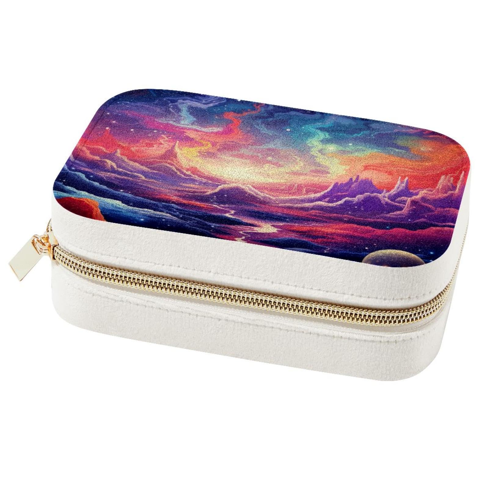 Boîte à bijoux de voyage Galactic Planet en écrin robuste et velours doux anti-rayures