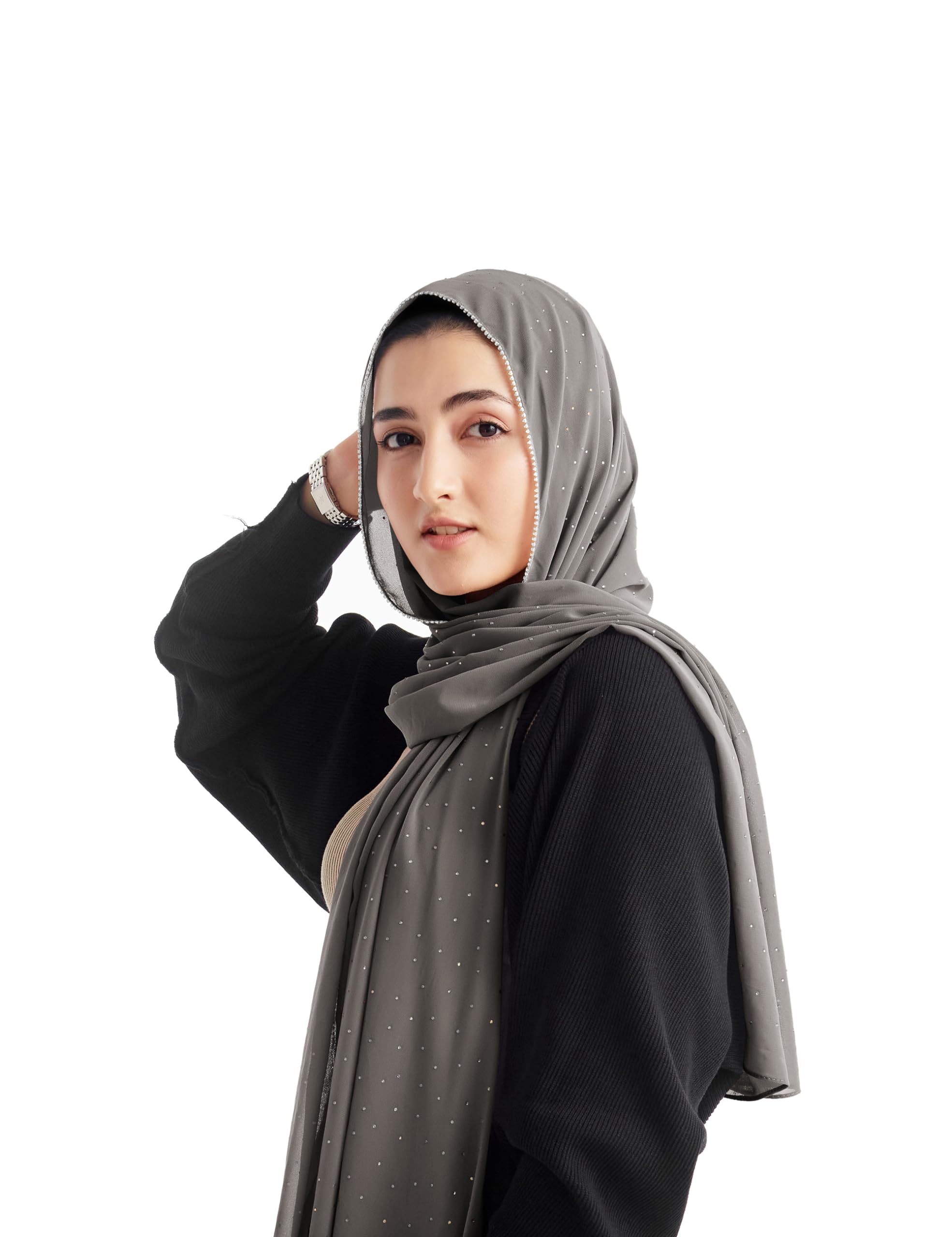 Xirhoot Hijab for Women Premium Chiffon Hijab Rhinestone Hijab Scraf for Women Muslim