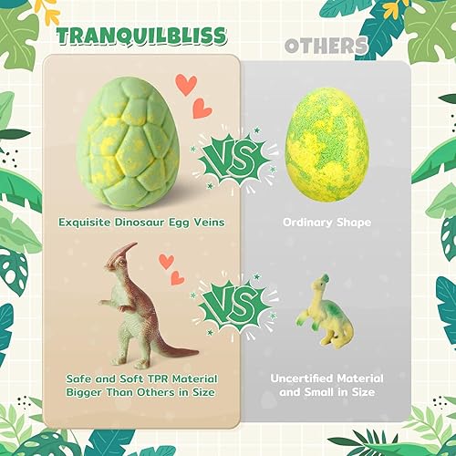 Miniatura 6 de Bombas de baño de huevos de dinosaurio para niños con sorpresa en el interior, 6 paquetes de juguetes de baño de dinosaurio para niños, niñas,