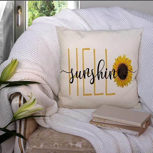 Miniatura 9 de RABUSOFA Spring Summer Throw Pillow Covers 12x20,Yellow and White Throw Pillow Covers for Couch,Hello Sunshine Lumbar Cushion Case for Bedroom