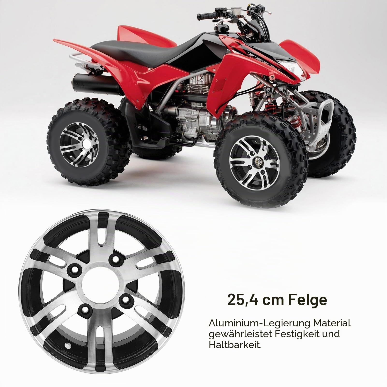 SIXRUN ATV-Felge aus Aluminiumlegierung, 10 Zoll, Universell, Kompatibel mit ATV, Go-Kart, Golfwagen, mit Hoher Festigkeit und Schickem Design (Hinterrad)
