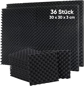 36 Stück Akustikschaumstoff Schallabsorber Schallschutz Wand Akustik ...