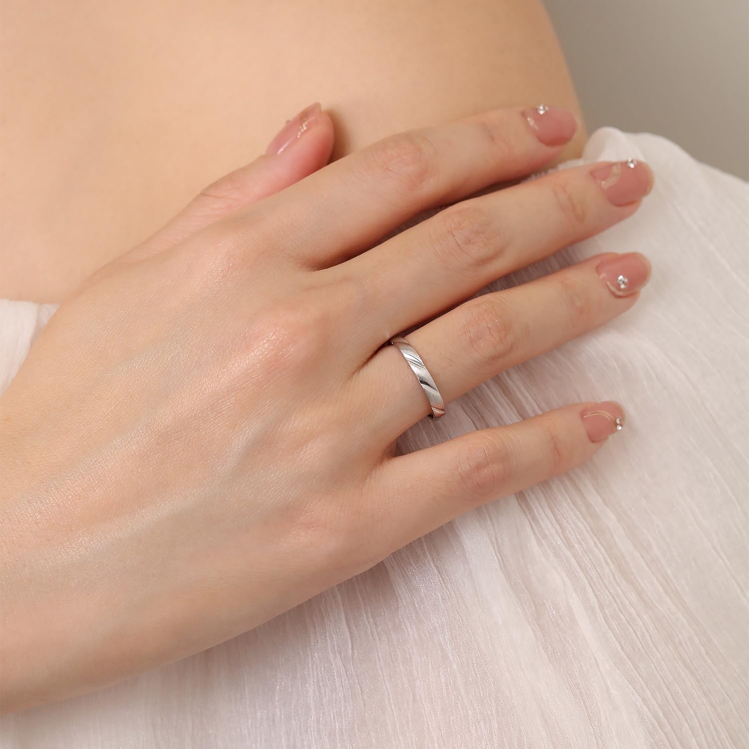 Meissa Alianzas de Ley Sólida 925 de Plata Pareja Anillos de Compromiso Boda para Hombres y Mujeres Adjustable Joyería Aniversario para Novia Prometida el Día de San Valentín (Juego de dos anillos)