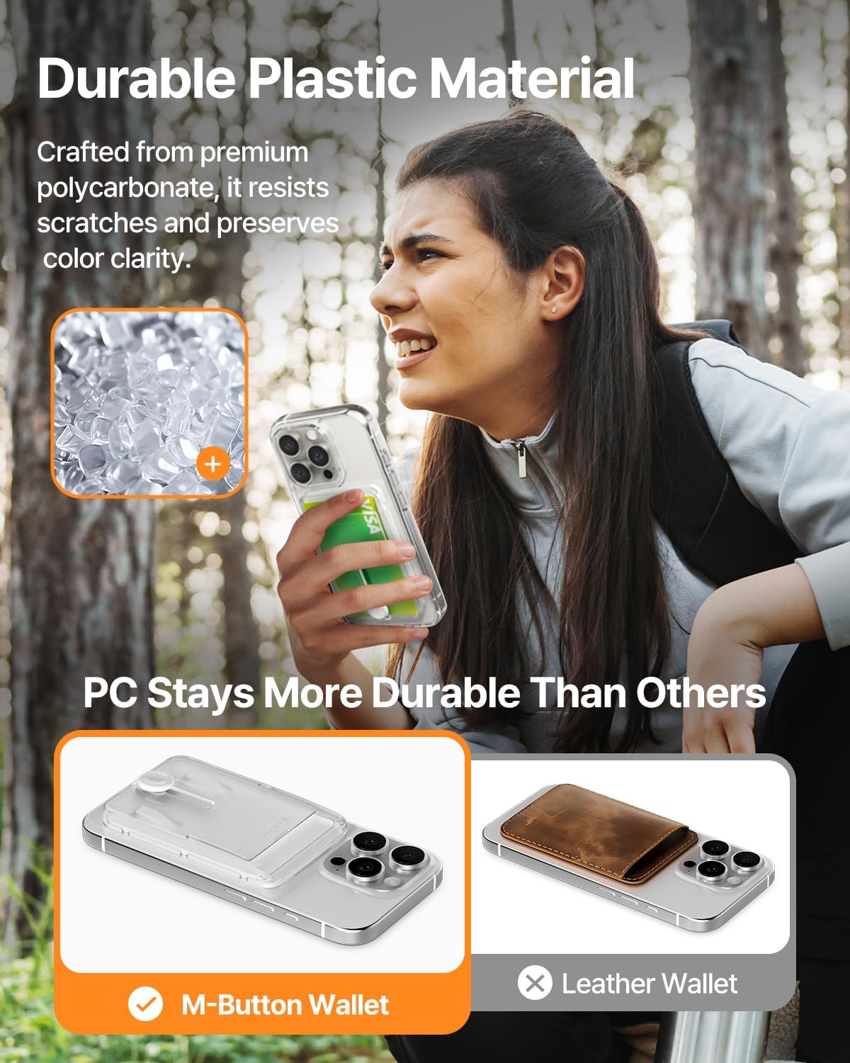 Sinjimoru for MagSafe Pop-Up Wallet, Quick Access Magnetic Card Holder with 3000G Strong Magnet and Anti-Slip Silicone Backing, Compatible with iPhone 12 to 16 Series. M-Button Up Wallet - Image 6