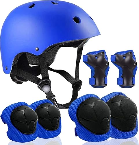 Miniatura 52 de Casco ajustable para niños de 3 a 16 años, equipo de protección con coderas, rodilleras y muñequeras para multideporte, patinaje, bicicleta, 1