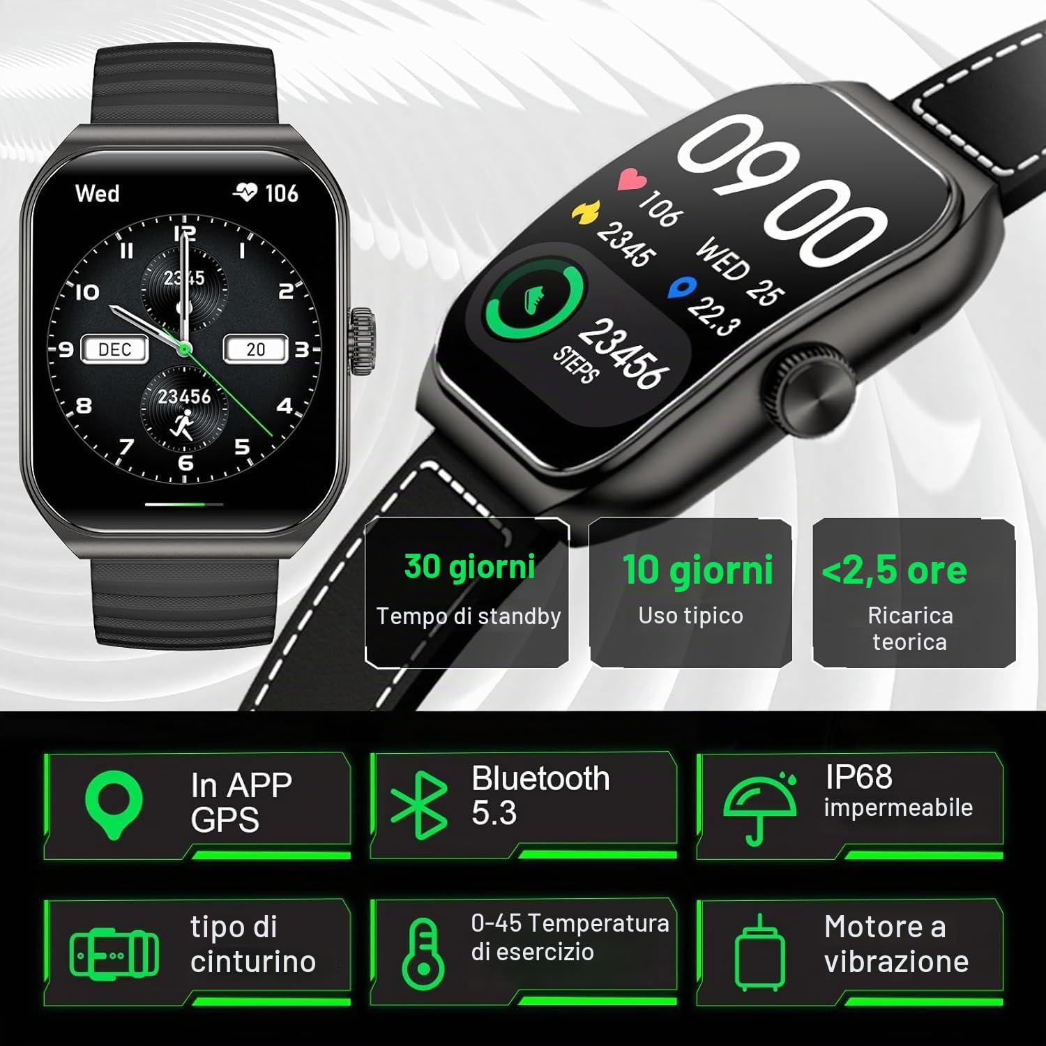 Black Shark GT3 Smartwatch Uomo, 1.96” Orologio Smartwatch Chiamata Bluetooth, SpO2 frequenza cardiaca Monitor, 100+ modalità sportive, Impermeabile IP68 Inseguitore di attività per Android iOS (Nero)