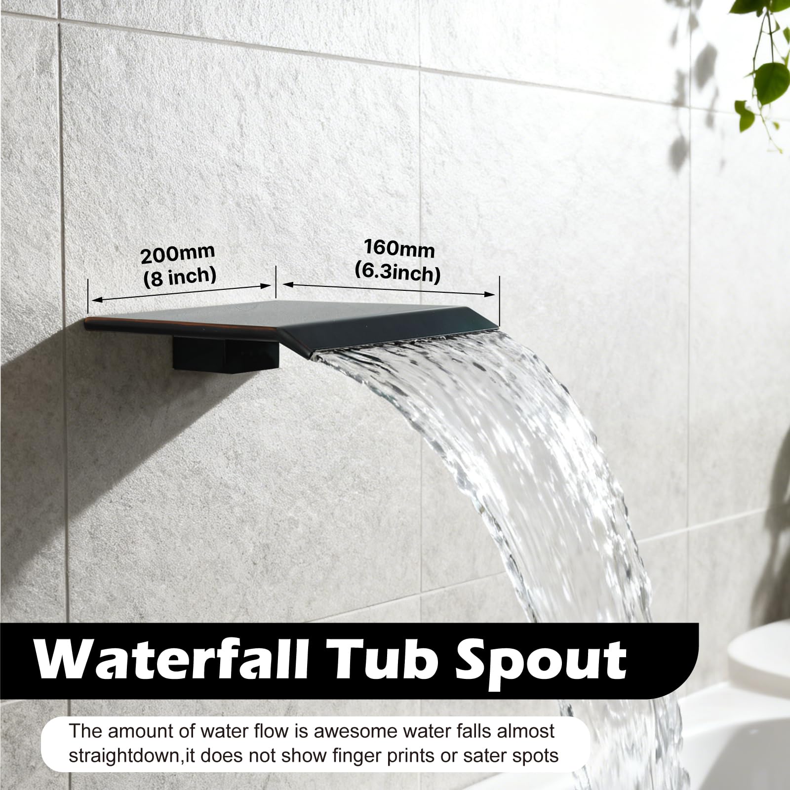 Sistema de ducha con caño para bañera, juego de grifería para bañera y ducha con cabezal de lluvia cuadrado y rociador de mano, juego de grifería de pared para bañera con válvula y kit de embellece