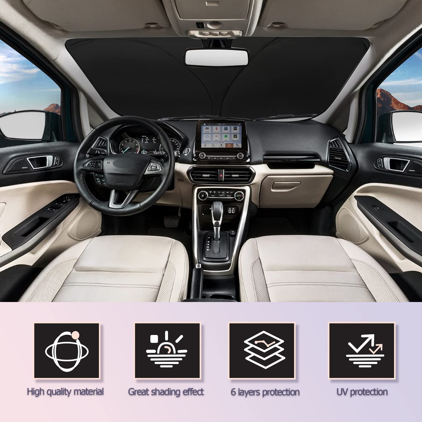 Pare-Soleil Pour Lexus UX 2019-2024 - Protection Pare-Brise Contre UV Et Chaleur - Pliable - Argent/Noir - 10
