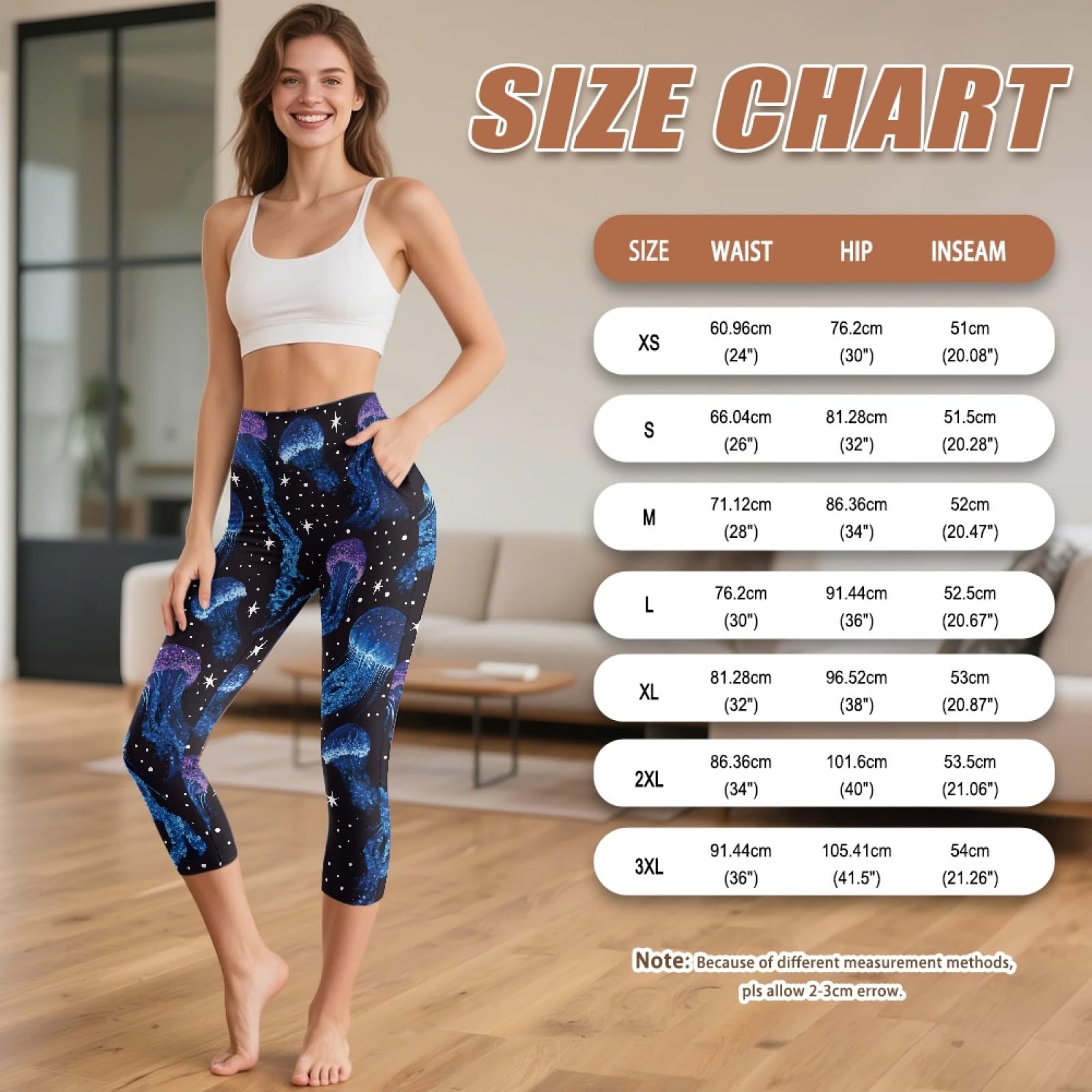 Amzbeauty Pantalon 3/4 taille haute - Legging capri avec panneau de contrôle du ventre - Pantalon actif décontracté extensible pour le sport, la gym, le yoga