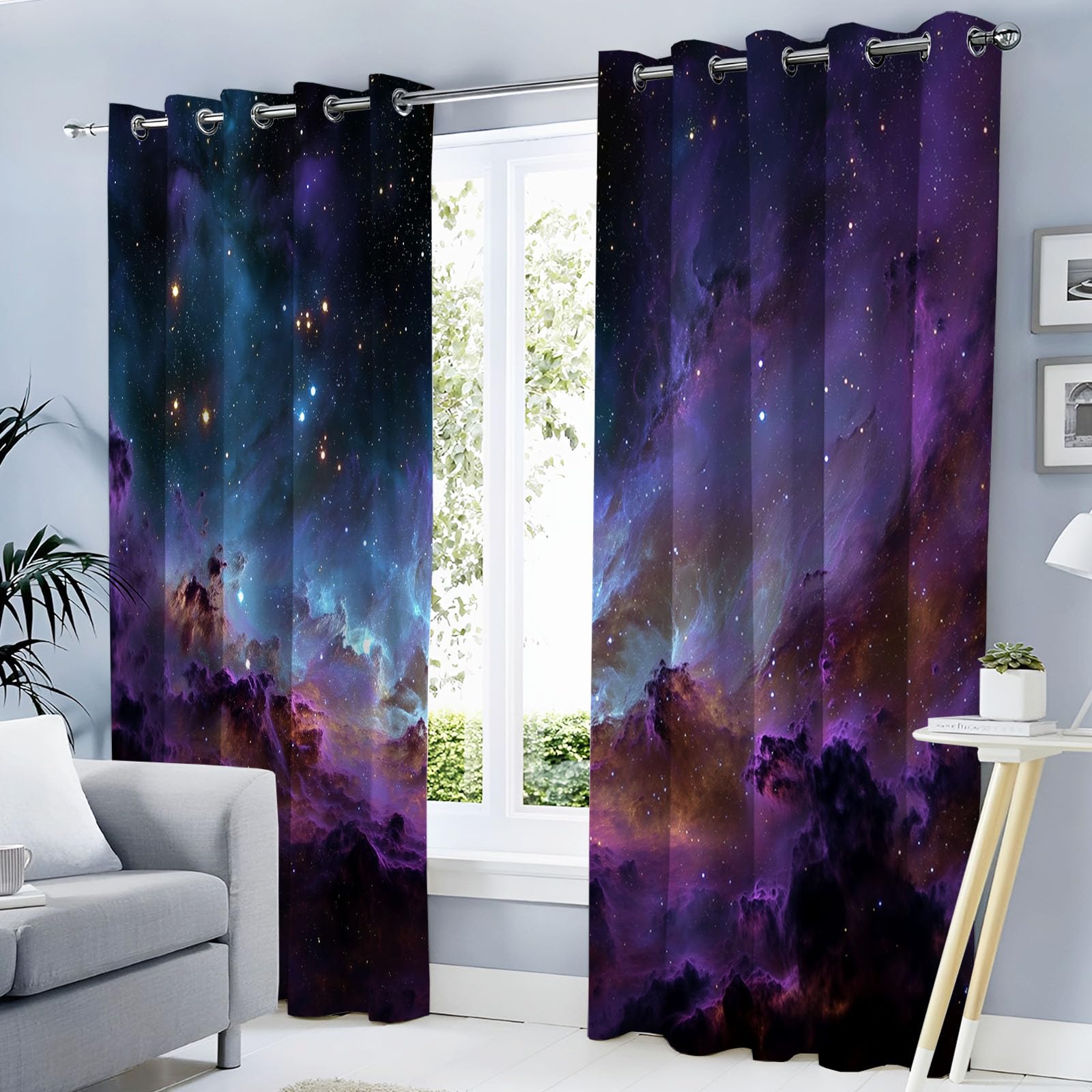 Rideaux occultants thermiques anti chaleur motif galaxie