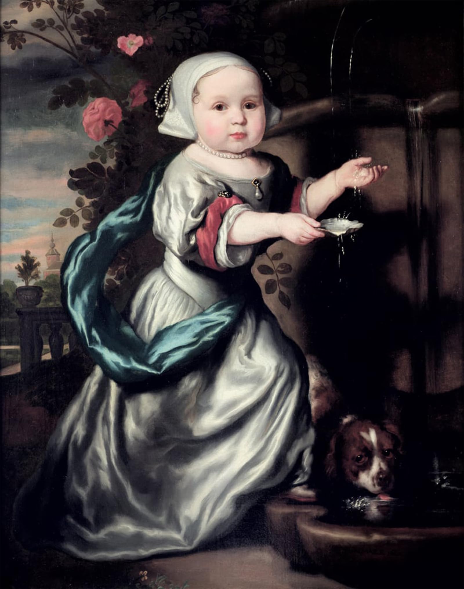 ARTXLXXBN Famous Painting Art Wall Decor Abstract Art Picture Young Girl At a Fountain by Nicolaes Maes Animal Pictures for Home Decor 60x90cm