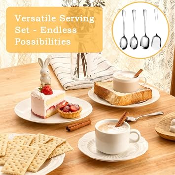 4 Pcs Serving Spoons, Long Handle Buffet Spoon Set