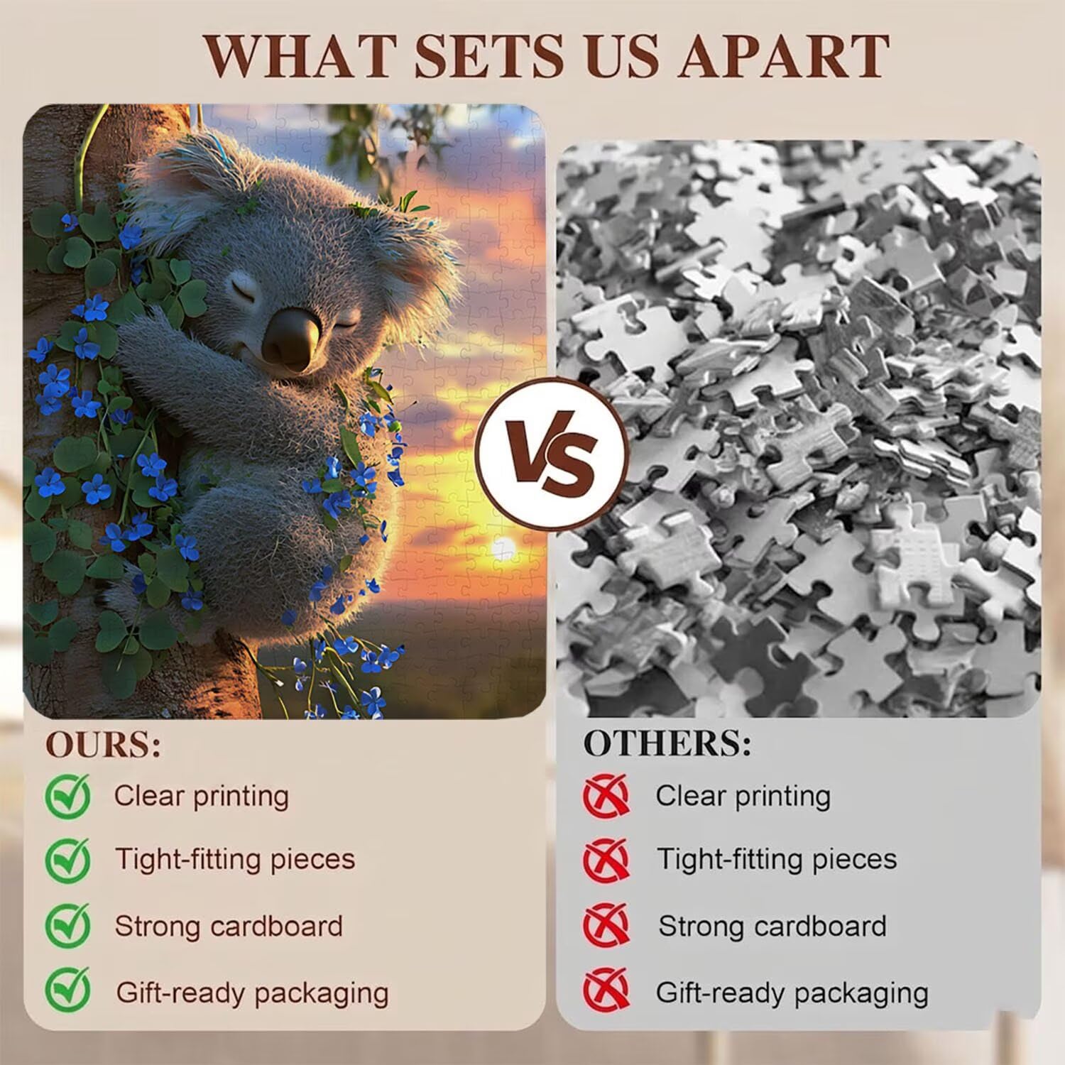 Puzzle 1500 Teile, Holzpuzzle Erwachsene 87 x 57 cm, Kniffliges Denksport Spiel, Großer Puzzlespaß für anspruchsvolle Liebhaber,Familienspiel, Puzzles für Wanddekoration und Geschenk Koala Tier f0-553