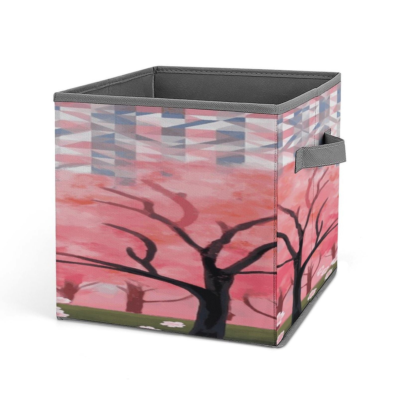 Fodpand Style Eiffel Tower Pattern Storage Cubes Foldable Decorative Fabric, Storage Bins Baskets With Handles, Closet Organizers And Storage For Home, Office,Closet, Clothes