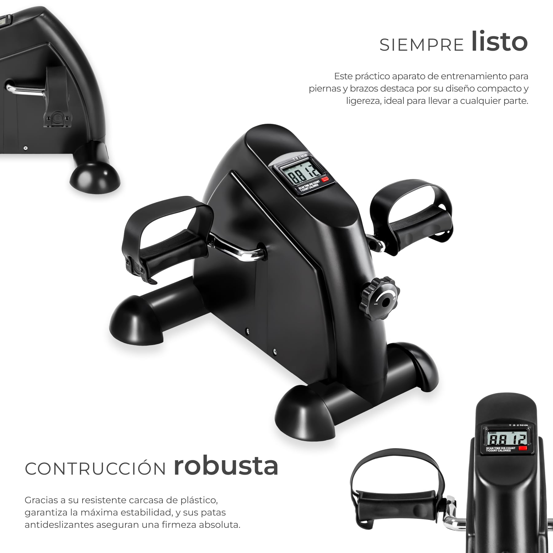tectake® Pedales Estaticos para Ejercicio en Casa, Pedaleador Electrico con Resistencia Ajustable, Pedaleador para Ancianos, Ejercicio Rehabilitación Piernas y Brazos, Fitness en Casa - Negro