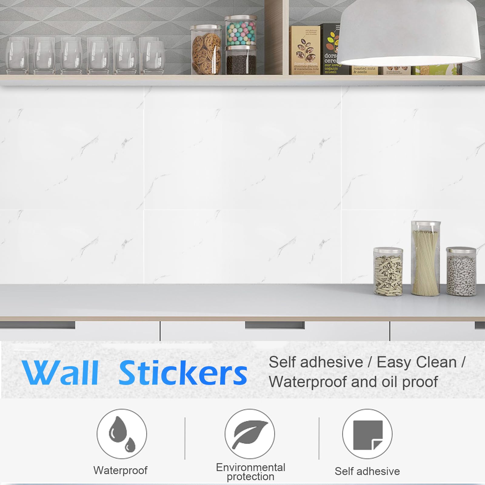 Faux Wall Tile Stickers, 10 Packs Oil-Proof Waterproof Decorative Bathroom Stick on Wall Panels - Image 3