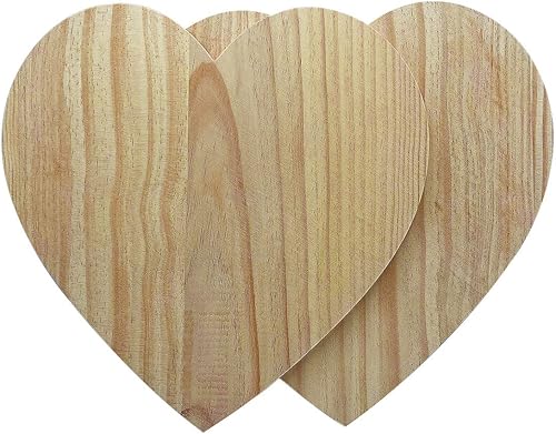 Rebanadas de madera de corazón natural para manualidades (11.8 pulgadas), formas de recortes de corazón de madera sin terminar para pintura y