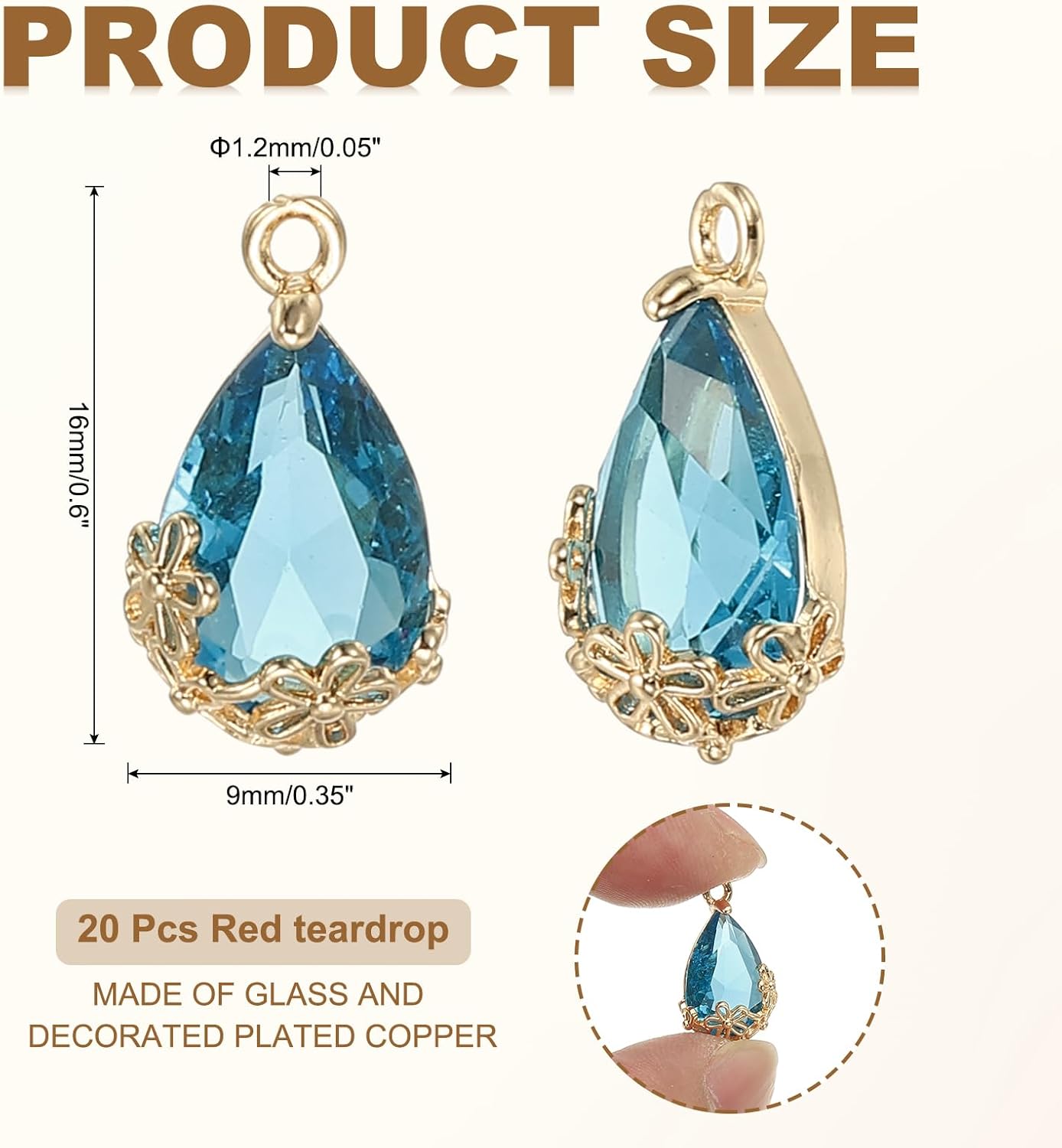 YOKIVE Faceted Teardrop Rhinestone Gemstone Charms, Glass Crystal Dangle Pendants, Great for Necklace - Image 2