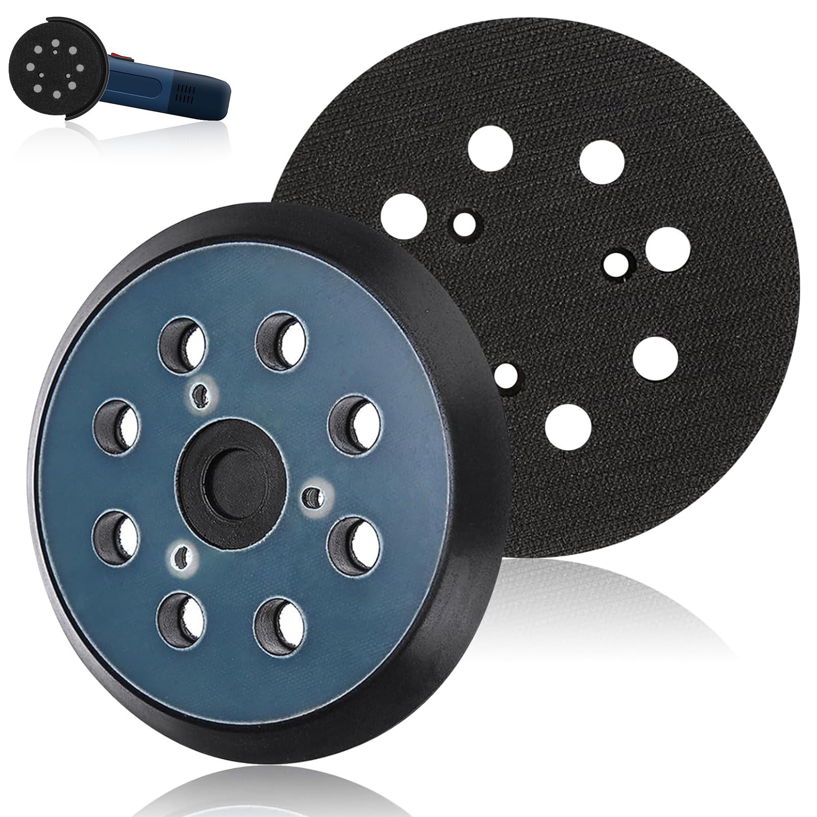 5" 8 Hole Sander Backing Pad, 2 Replacement Sander Pad, Hook and Loop Base