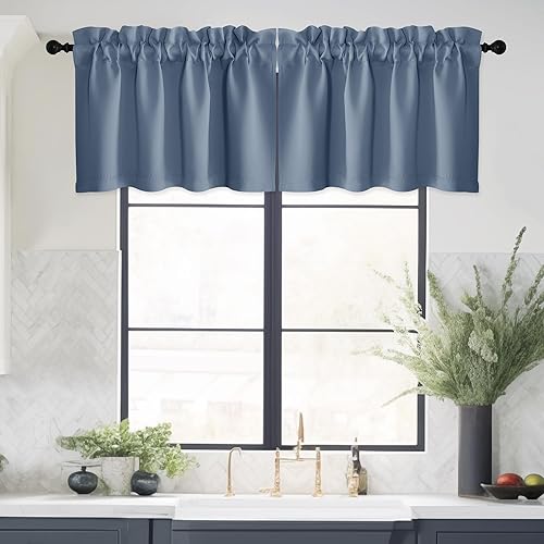 Miniatura 9 de NICETOWN 2 paneles de cortinas opacas con ojales de 66 x 84 pulgadas de largo con 4 paneles de 42 x 16 pulgadas de largo, cenefas opacas para