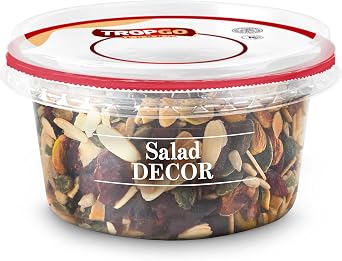 Tropgo Salad Decor - Healthy Salad Mix with Salted Almonds Dried Cranberries and Seeds in a Reusable and Recyclable Tub - Guilt Free Mixed Nuts and Dried Fruits - Salad Topper for All Ages 200G