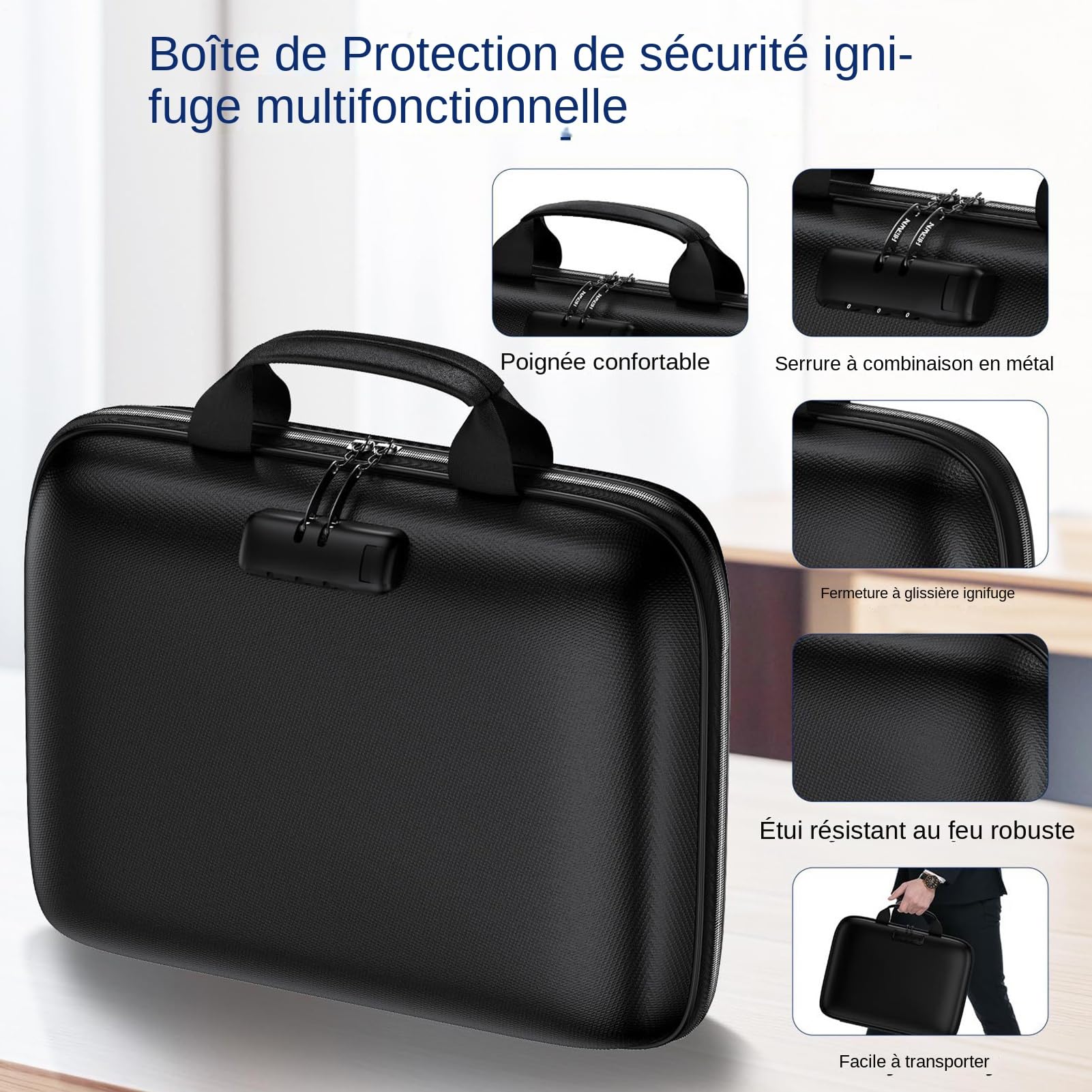 Bolsas ignífugas, bolsa con 13 bolsillos de aislamiento térmico y cremallera segura | Bolsa de seguridad antifuego bloqueable para objetos de valor, pasaportes, tarjetas de identificación,