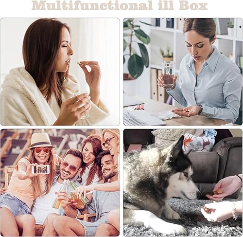 Miniatura 6 de Organizador de píldoras, organizador de píldoras de viaje de 8 compartimentos, pastillero diario para contener vitaminas, pequeño contenedor de