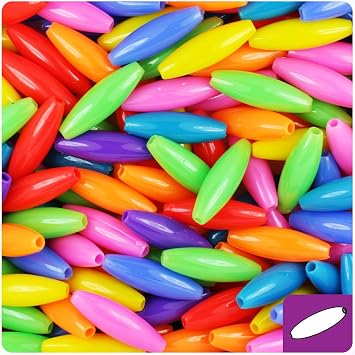 BeadTin Circus Mix Opaque 19mm Spaghetti Craft Beads 150pcs