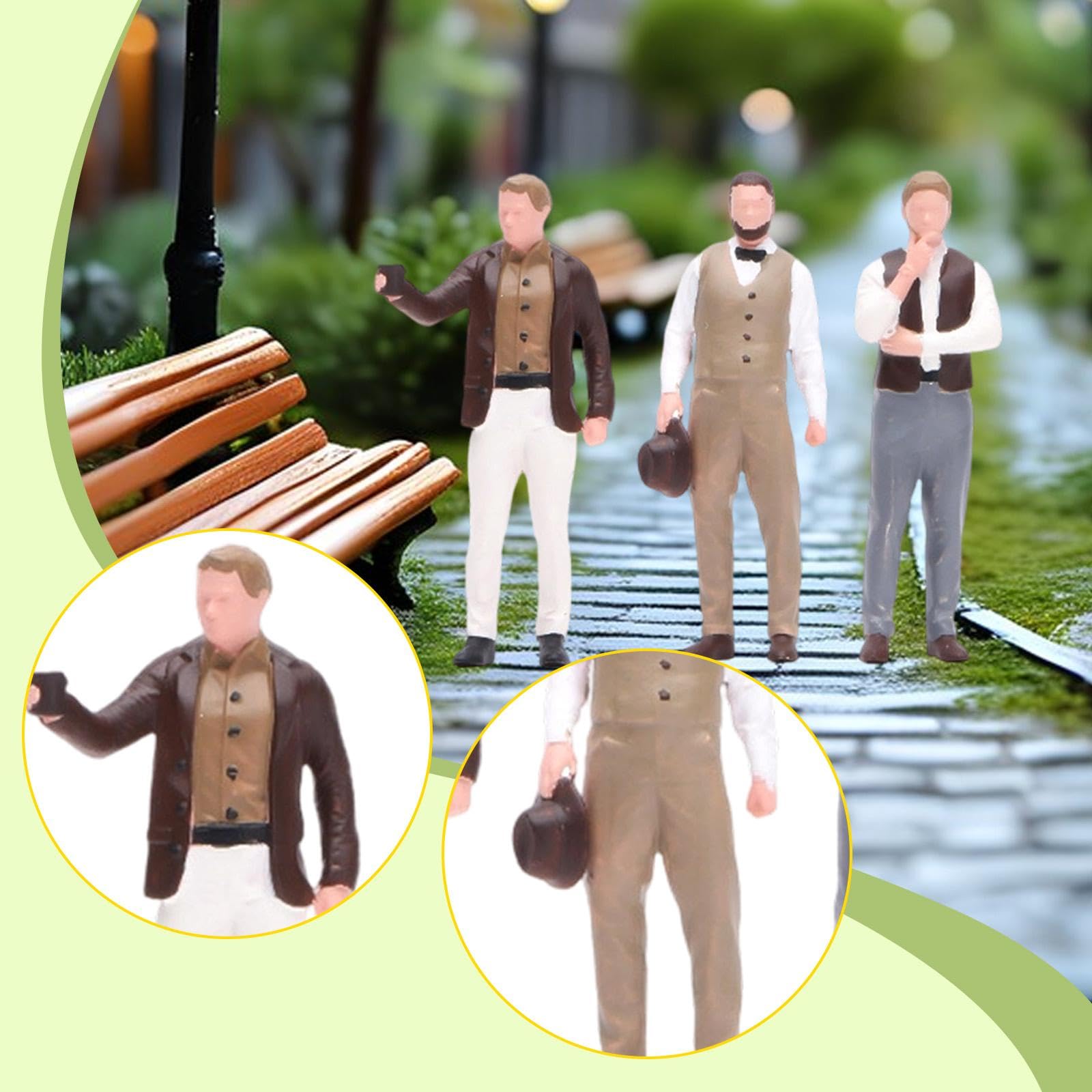 Qianly 3 Pezzi Miniature Persone Modellini Resina Figurine Micro Paesaggio Scene Realistiche Perfette per Collezione Regalo Decorazione Diorama Modellismo