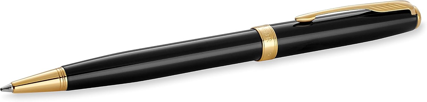 Parker Black Lacquer with Golden Trim, Ballpoint Pen with Medium Black refill (S0808730)